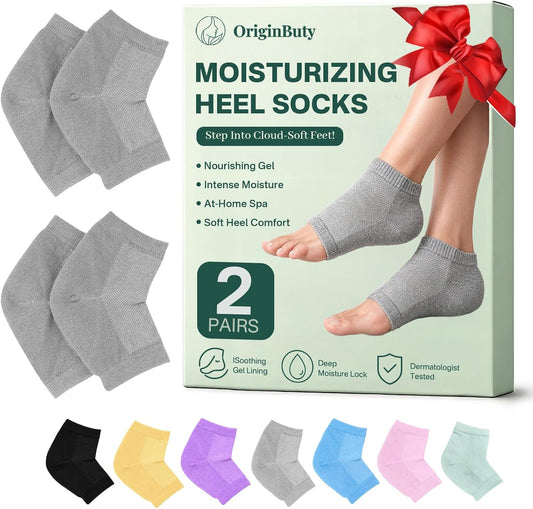 Moisturizing Silicone Socks for Dry Cracked Heels, 2 Pairs