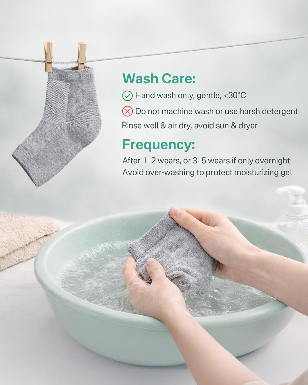 Moisturizing Silicone Socks for Dry Cracked Heels, 2 Pairs