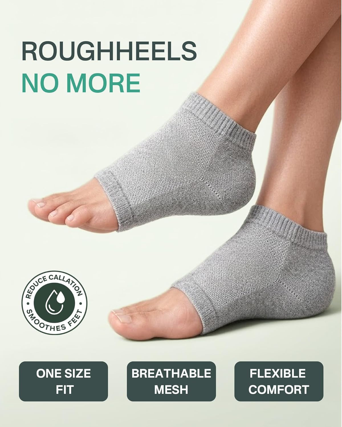 Moisturizing Silicone Socks for Dry Cracked Heels, 2 Pairs