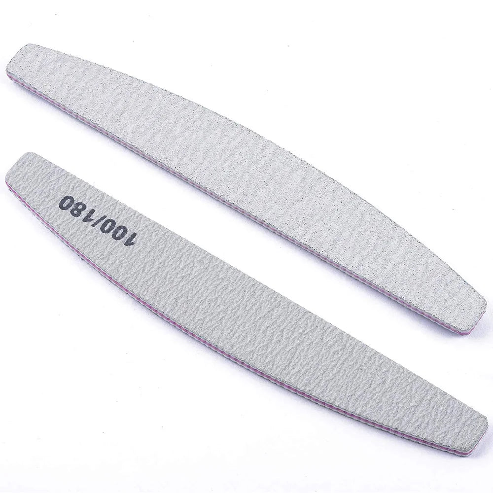 Half Moon Nail File Set, Double-Sided Grit, 5-Pack